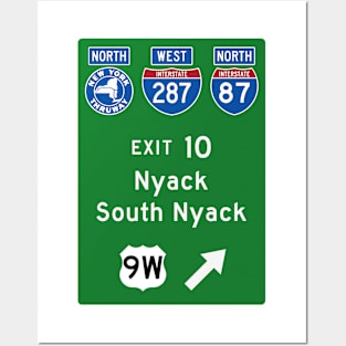 New York Thruway Northbound Exit 10: Nyack South Nyack US Route 9W Posters and Art